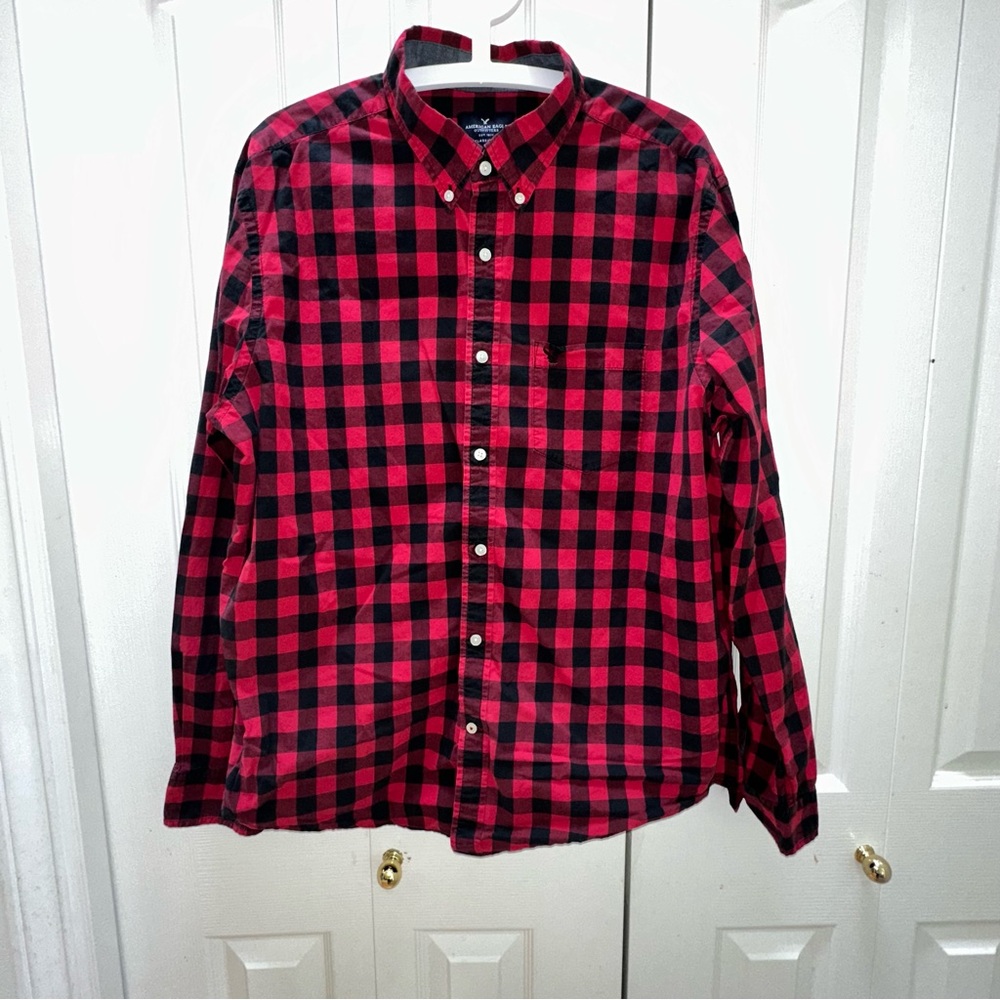 American Eagle Outfitters Red and Black Checkered Shirt